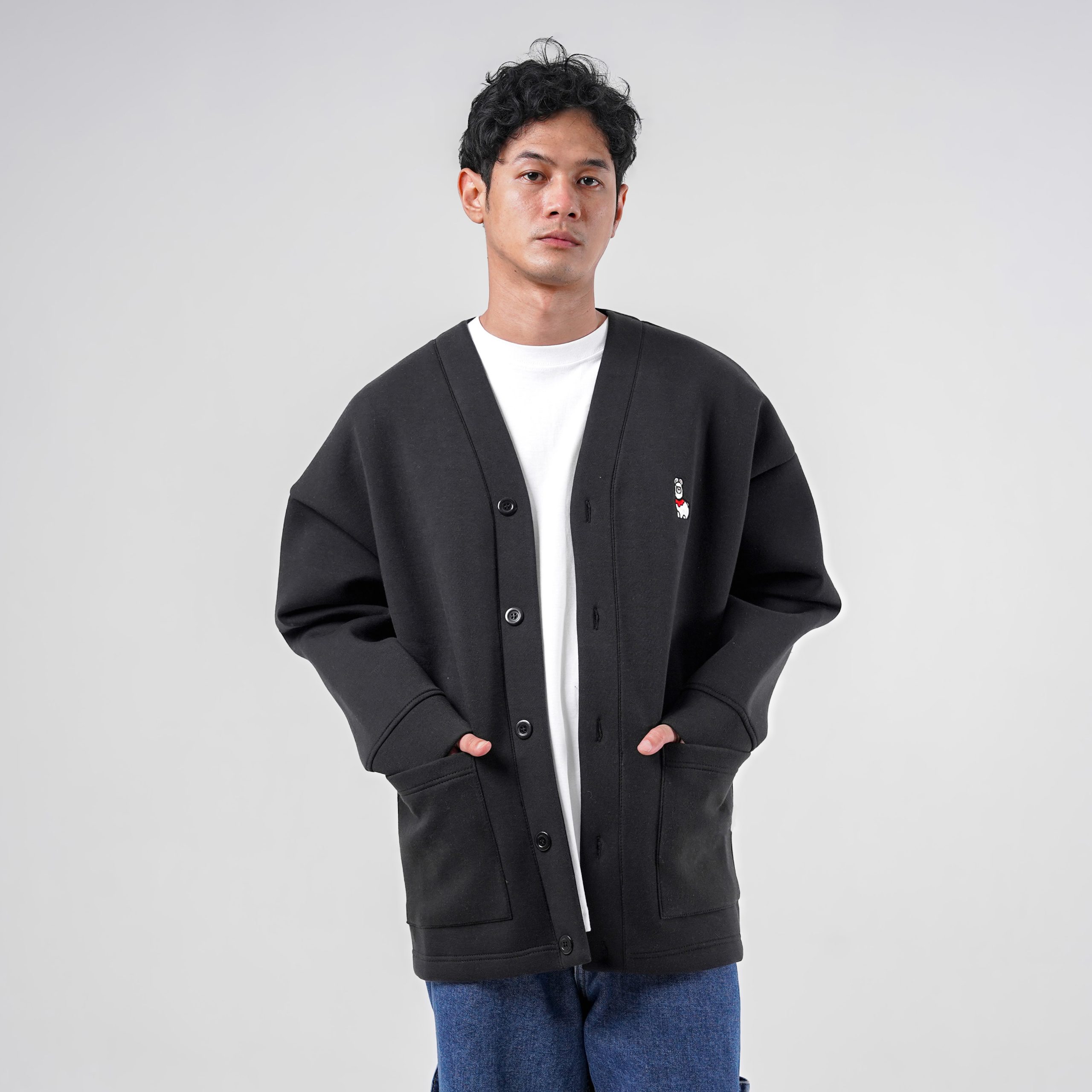 House of Smith Sweater Cardigan Pria - New Carpaca Black #2 - Image 6