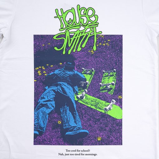 House of Smith Kaos Pria Lengan Pendek - Too Tired White #4 - T Shirt - Image 3