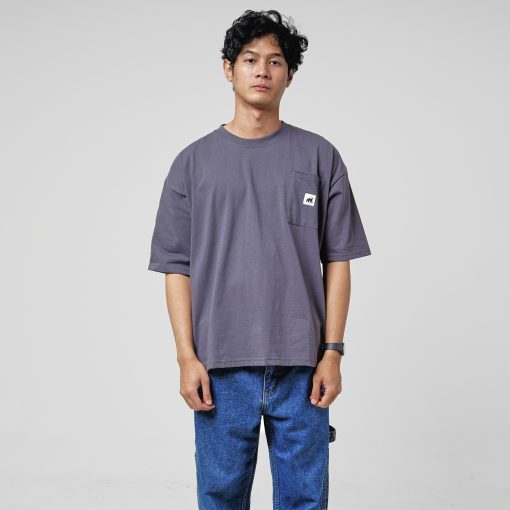 House of Smith Kaos Boxy Pria - Pocket Dark Grey Boxy Heavyweights TShirt 16S - Boxy T Shirt - Image 4