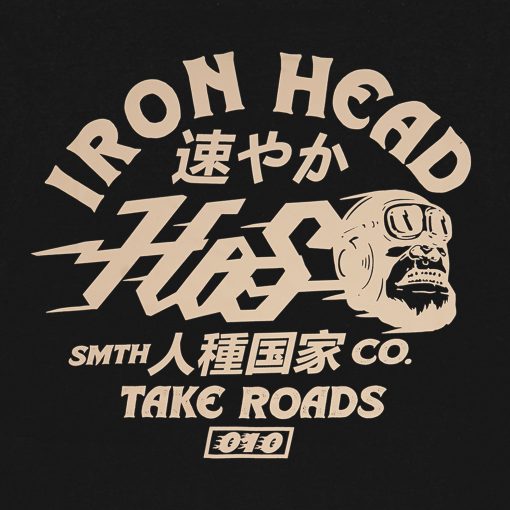 House of Smith Kaos Pria Lengan Pendek - Iron Head Black #6 - T Shirt - Image 3