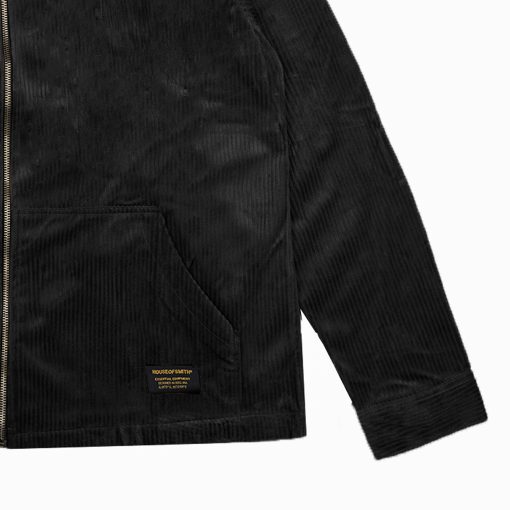 House of Smith Jaket Pria - Cord Master Jacket Zipper Black - Trucker Jacket - Image 4