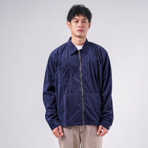 House of Smith Jaket Pria - Cord Master Jacket Zipper Navy - Trucker Jacket - Image 6