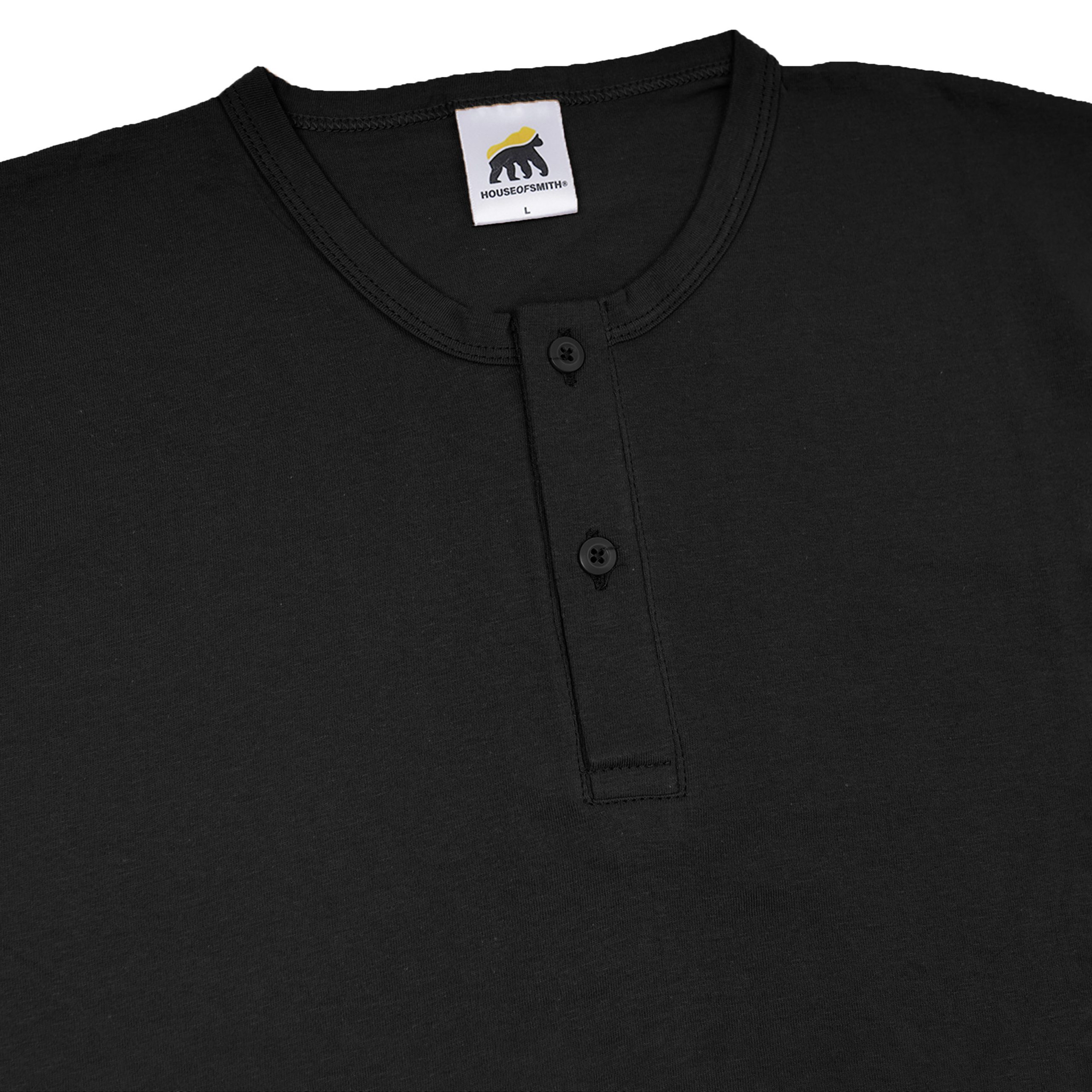 House of Smith Kaos Henley Pria Lengan Pendek - Plain Tshirt - T Shirt Short Henley - Image 4