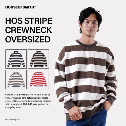 House of Smith Sweater Crewneck Oversize Pria - Hos Stripe Oversize Crewneck - Image 3
