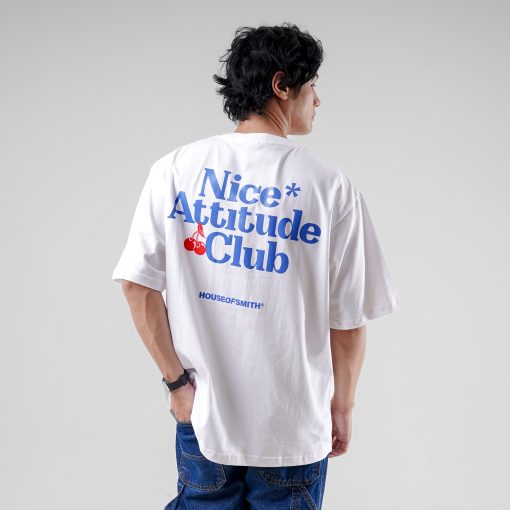 House of Smith Kaos Oversize Pria - Nice Atittude Oversized 16S White #2 - Oversize T Shirt - Image 5