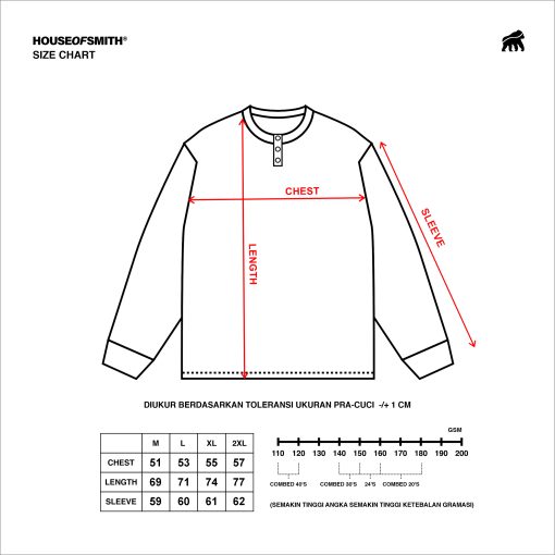 House of Smith Kaos Pria Lengan Panjang - Laid Longshirt - T Shirt Long Sleeve Henley - Image 5