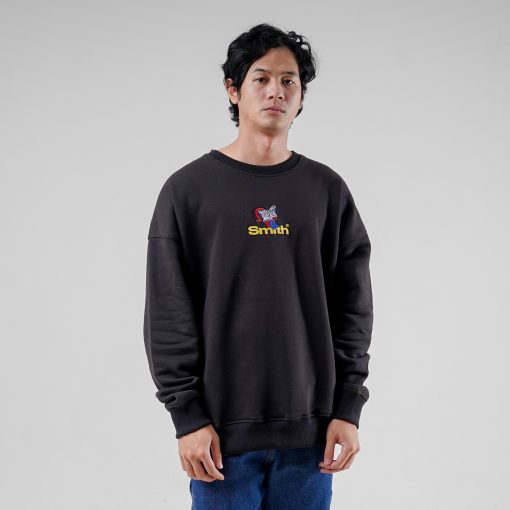 House of Smith Sweater Crewneck Oversize Pria - Good News Oversize Crewneck Black - Image 3