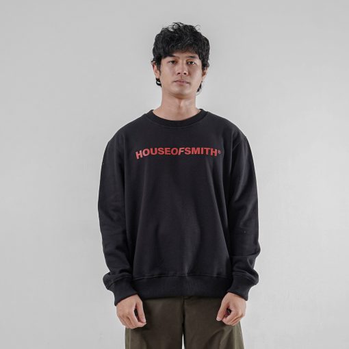 House of Smith Sweater Crewneck Pria - Hidden Red Crewneck Black Regular - Image 4