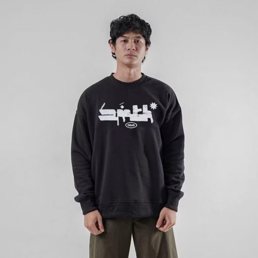 House of Smith Sweater Crewneck Pria - Smith Arabic Crewneck Black - Image 4