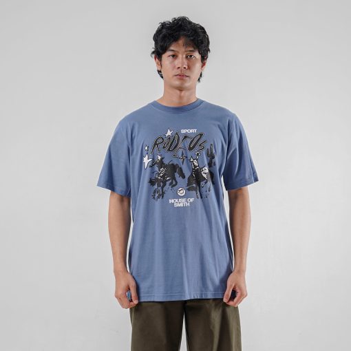 House of Smith Kaos Pria Lengan Pendek - Rodeos Tshirt Mineral Blue - T Shirt - Image 4