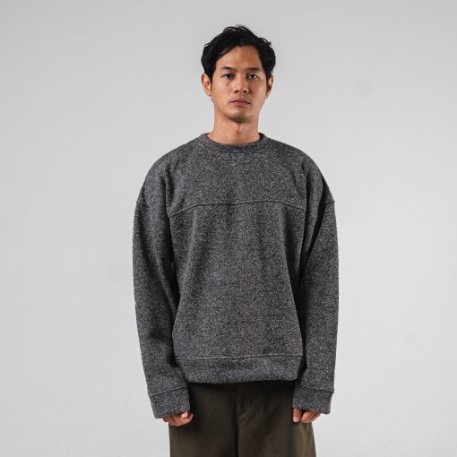House of Smith Sweater Crewneck Boxy Pria - S Burn Boxy Crewneck Grey - Image 5