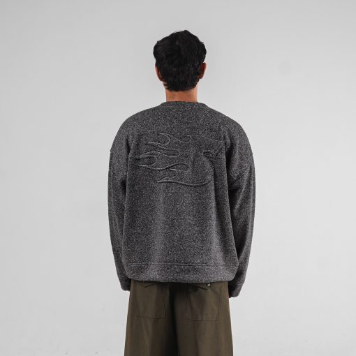 House of Smith Sweater Crewneck Boxy Pria - S Burn Boxy Crewneck Grey - Image 4