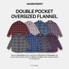 House of Smith Kemeja Flanel Oversize Pria - Double Pocket Oversized Flannel - Flannel Long Shirt