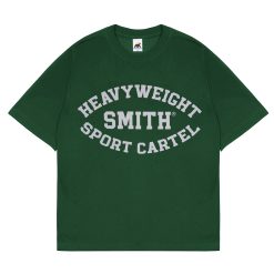 House of Smith Kaos Oversize Pria - Smith Heavyweight Badge Typeface Green Oversized - Oversize T Shirt