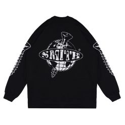 House of Smith Kaos Pria Oversize Lengan Panjang - Screwed Long Sleeve Oversized Black - T Shirt Long Sleeve Oversize