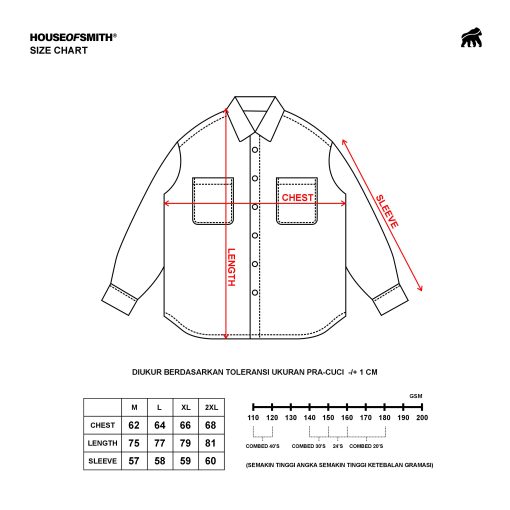 House of Smith Kemeja Flanel Oversize Pria - Double Pocket Oversized Flannel - Flannel Long Shirt - Image 5