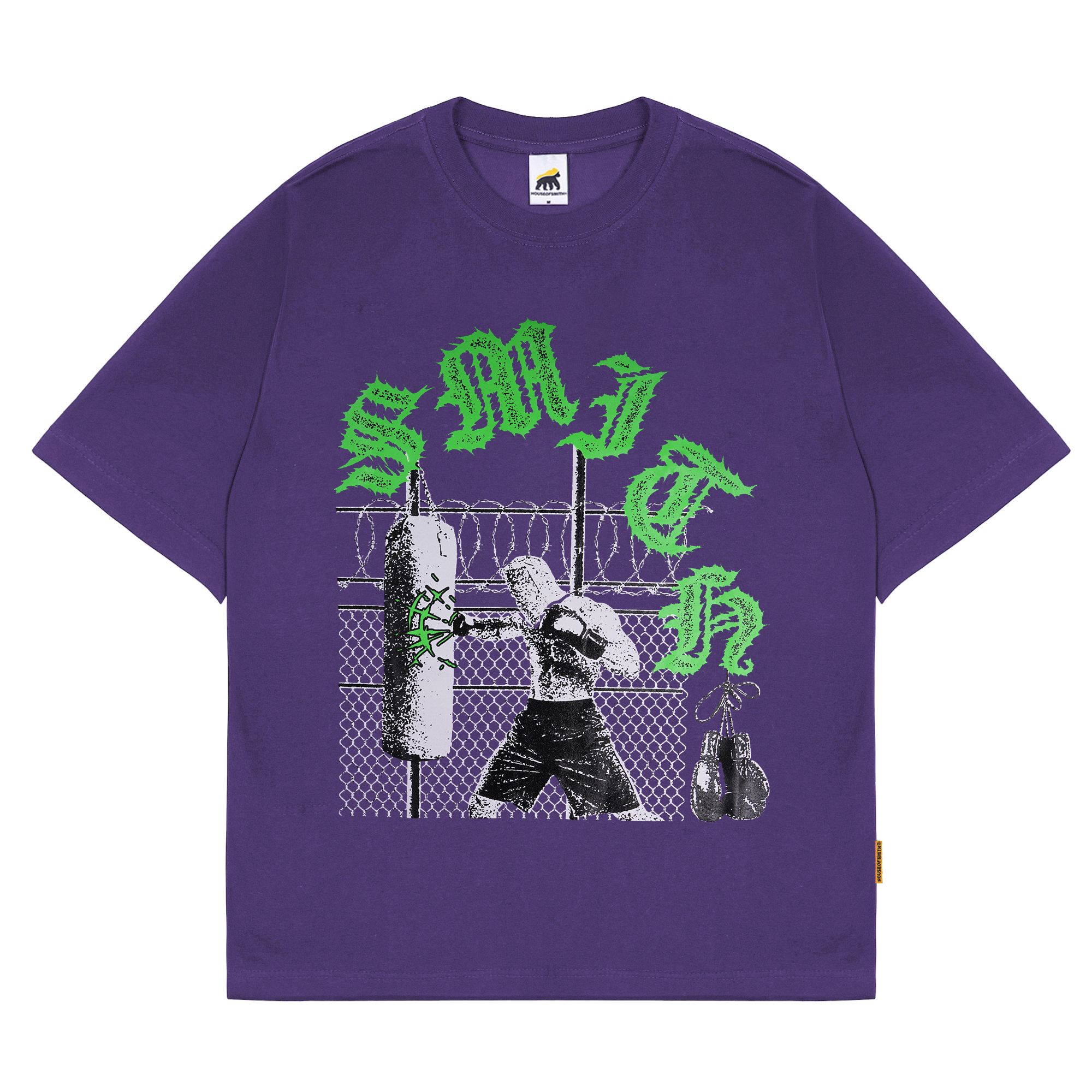 House of Smith Kaos Oversize Pria - Boxcage Heavyweight Oversized Tshirt Purple - Oversize T Shirt