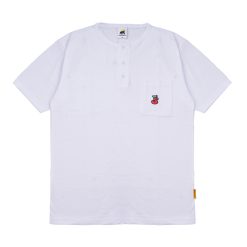 House of Smith Kaos Henley Pria Lengan Pendek - Tomatoes Pocket Regular Henley White - T Shirt Short Henley