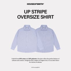 House of Smith Kemeja Pria - Up Stripe Oversized Shirt - Oversize Long Shirts