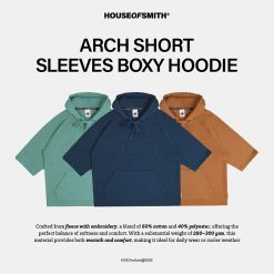 House of Smith Sweater Hoodie Boxy Short Sleeve Pria - Arch Short Sleeves Boxy Hoodie