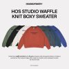 House of Smith Sweater Crewneck Boxy Pria - Hos Studio Waffle Knit Boxy Sweater