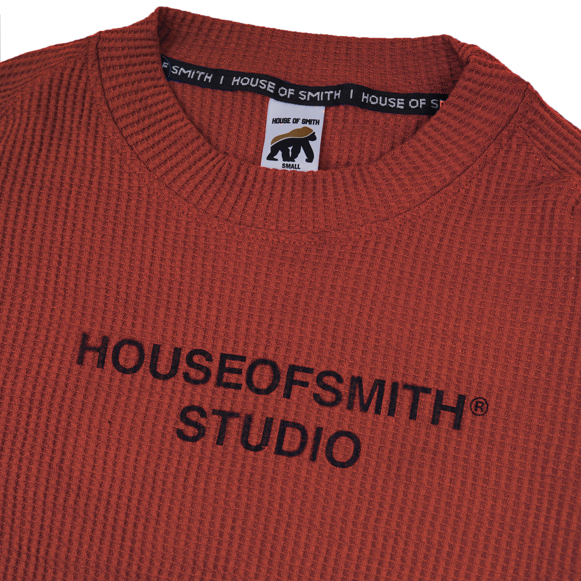 House of Smith Sweater Crewneck Boxy Pria - Hos Studio Waffle Knit Boxy Sweater - Image 5