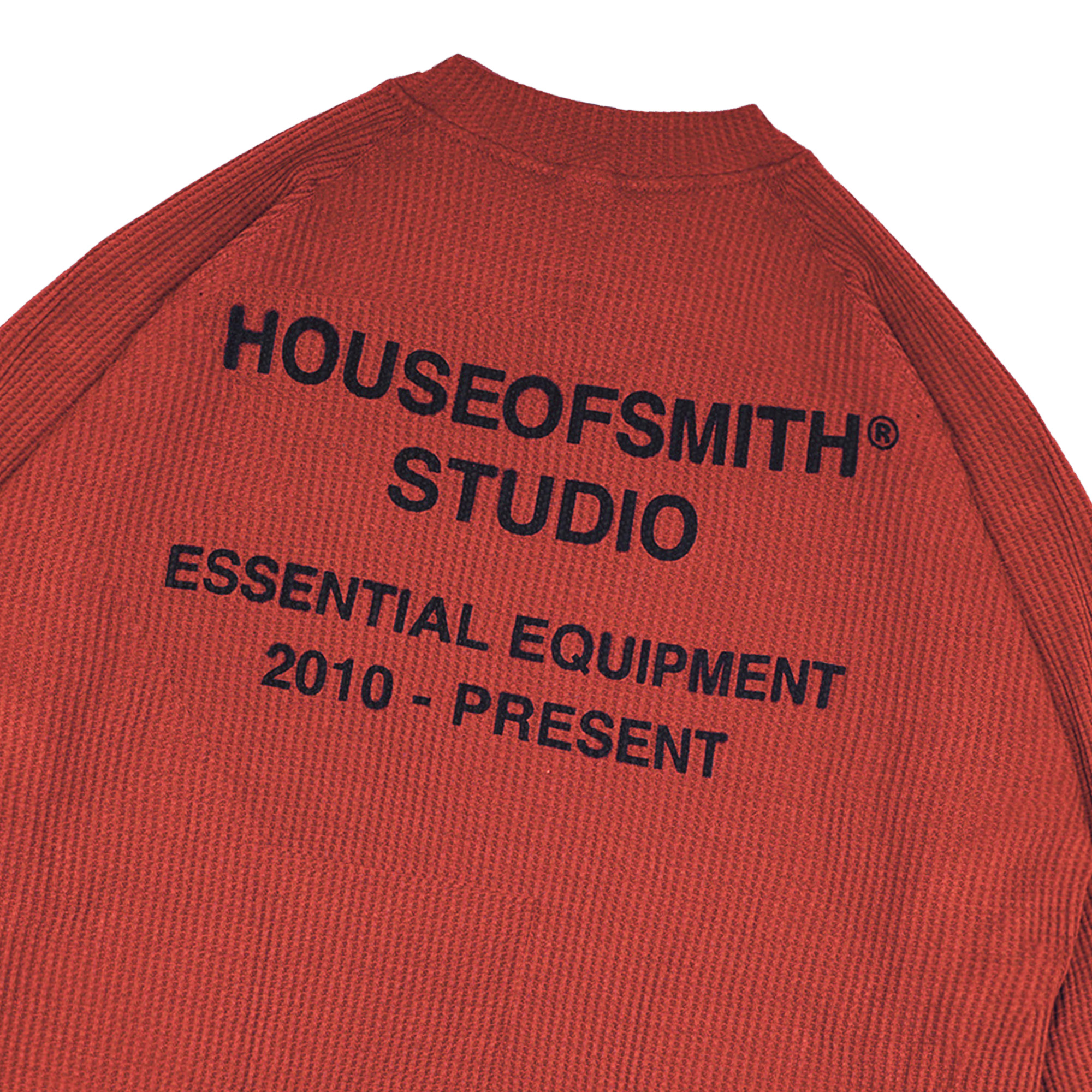 House of Smith Sweater Crewneck Boxy Pria - Hos Studio Waffle Knit Boxy Sweater - Image 4