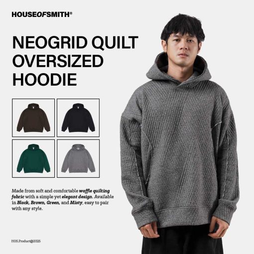 House of Smith Sweater Hoodie Oversized Pria - Neogrid Quilt Oversized Hoodie - Image 3