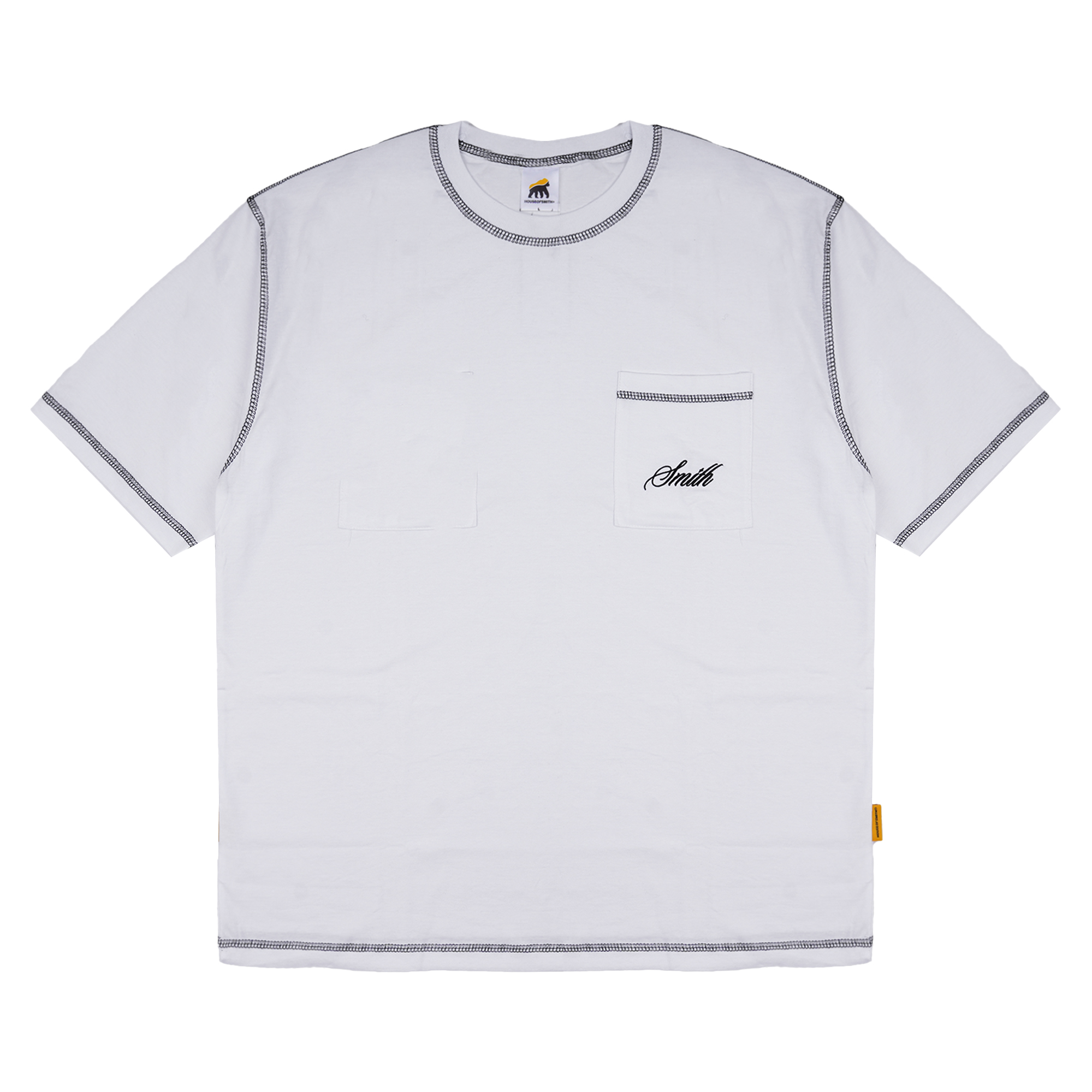 House of Smith Kaos Oversize Pria - Smith Pocket Oversized Tshirt White - Oversize T Shirt