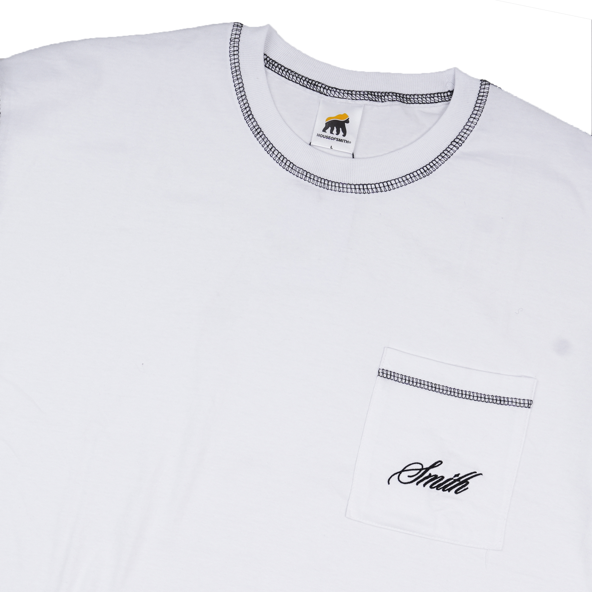 House of Smith Kaos Oversize Pria - Smith Pocket Oversized Tshirt White - Oversize T Shirt - Image 2