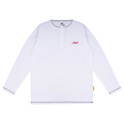 House of Smith Kaos Pria Lengan Panjang - Smith Long Sleeve Henley White - T Shirt Long Sleeve Henley