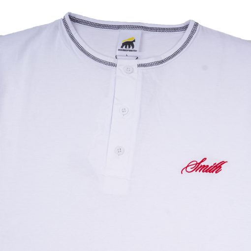 House of Smith Kaos Pria Lengan Panjang - Smith Long Sleeve Henley White - T Shirt Long Sleeve Henley - Image 2