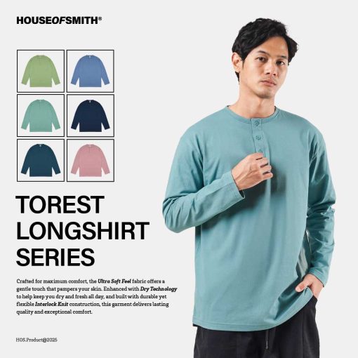 House of Smith Kaos Pria Lengan Panjang - Torest Longshirt - T Shirt Long Sleeve Henley - Image 3