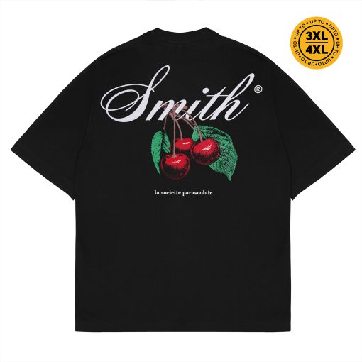 House of Smith Kaos Oversize Pria - Cherrys Heavyweight Oversized Tshirt Black - Oversize T Shirt