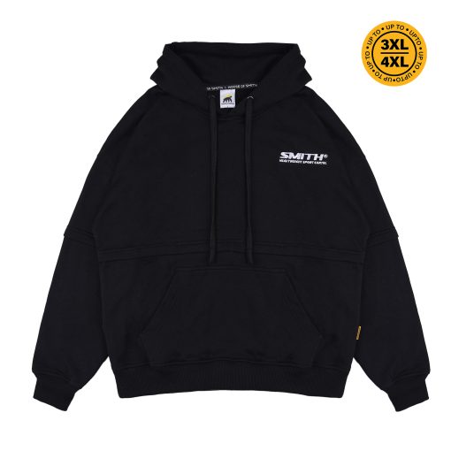 House of Smith Sweater Hoodie Oversize Pria - Double Sleeve Hoodie Black
