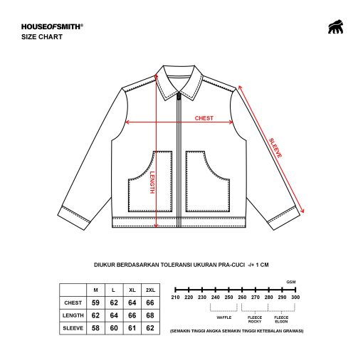 House of Smith Jaket Pria - Field Grid Work Jacket Blue - Work Jacket - Image 6