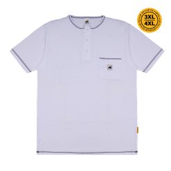 House of Smith Kaos Henley Pria Lengan Pendek - Heatic Pocket Regular Henley White - T Shirt Short Henley
