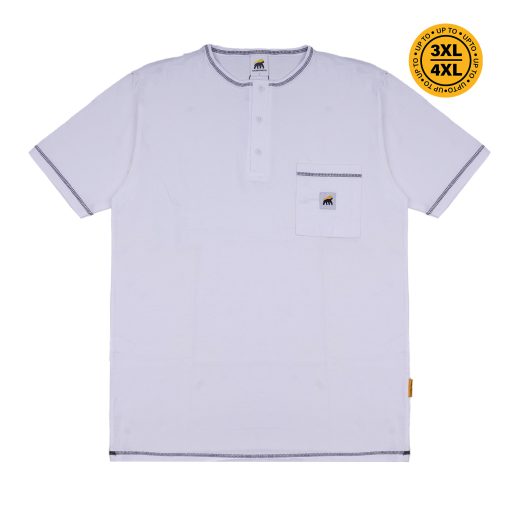House of Smith Kaos Henley Pria Lengan Pendek - Heatic Pocket Regular Henley White - T Shirt Short Henley