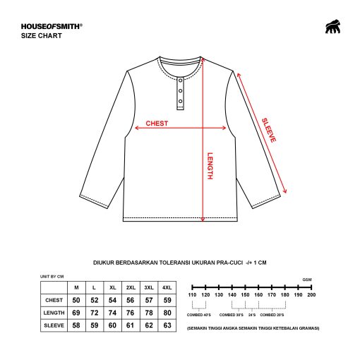 House of Smith Kaos Pria Lengan Panjang - Smith Long Sleeve Henley Black - T Shirt Long Sleeve Henley - Image 4