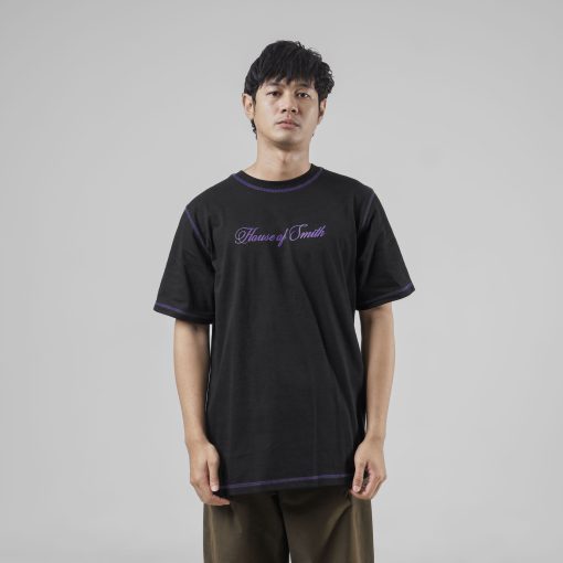 House of Smith Kaos Pria Lengan Pendek - Purple Edge Tee Regular Tshirt Black - T Shirt - Image 3