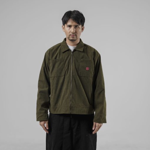 House of Smith Jaket Boxy Pria - Clover Boxy Cord Jacket Army #2 - Work Jacket - Image 5