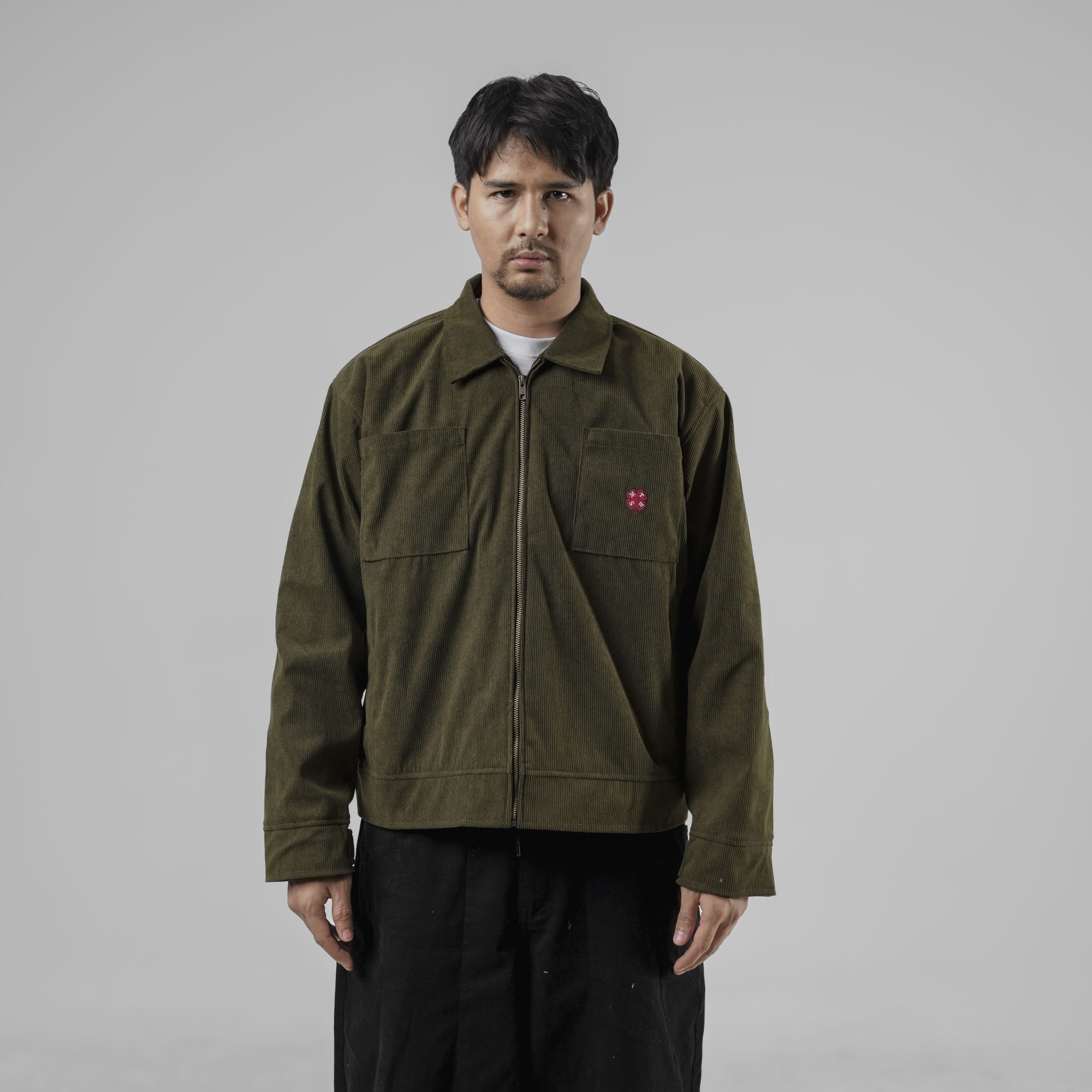 House of Smith Jaket Boxy Pria - Clover Boxy Cord Jacket Army #2 - Work Jacket - Image 5
