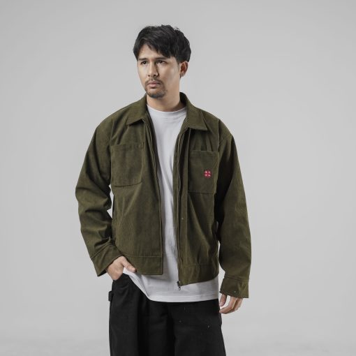 House of Smith Jaket Boxy Pria - Clover Boxy Cord Jacket Army #2 - Work Jacket - Image 6