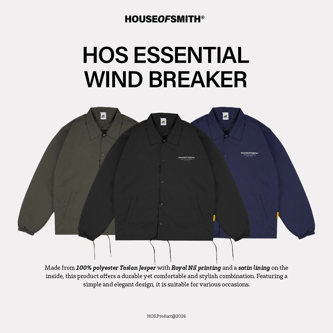 House of Smith Jaket Pria - Hos Essential Wind Breaker Black - Coach Jacket
