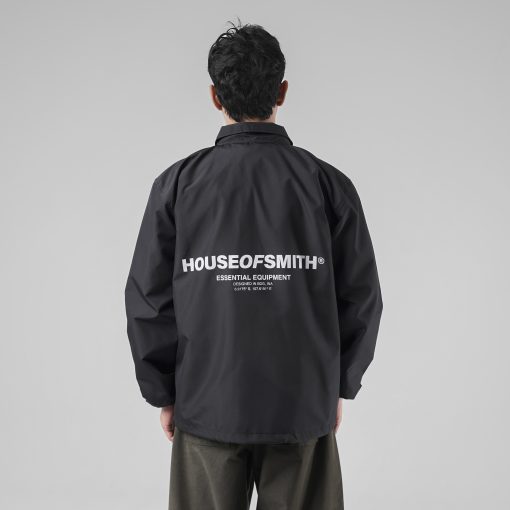 House of Smith Jaket Pria - Hos Essential Wind Breaker Black - Coach Jacket - Image 6