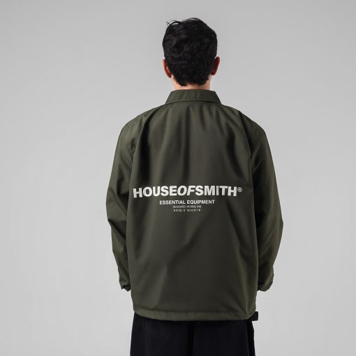 House of Smith Jaket Pria - Hos Essential Wind Breaker Army - Coach Jacket - Image 6