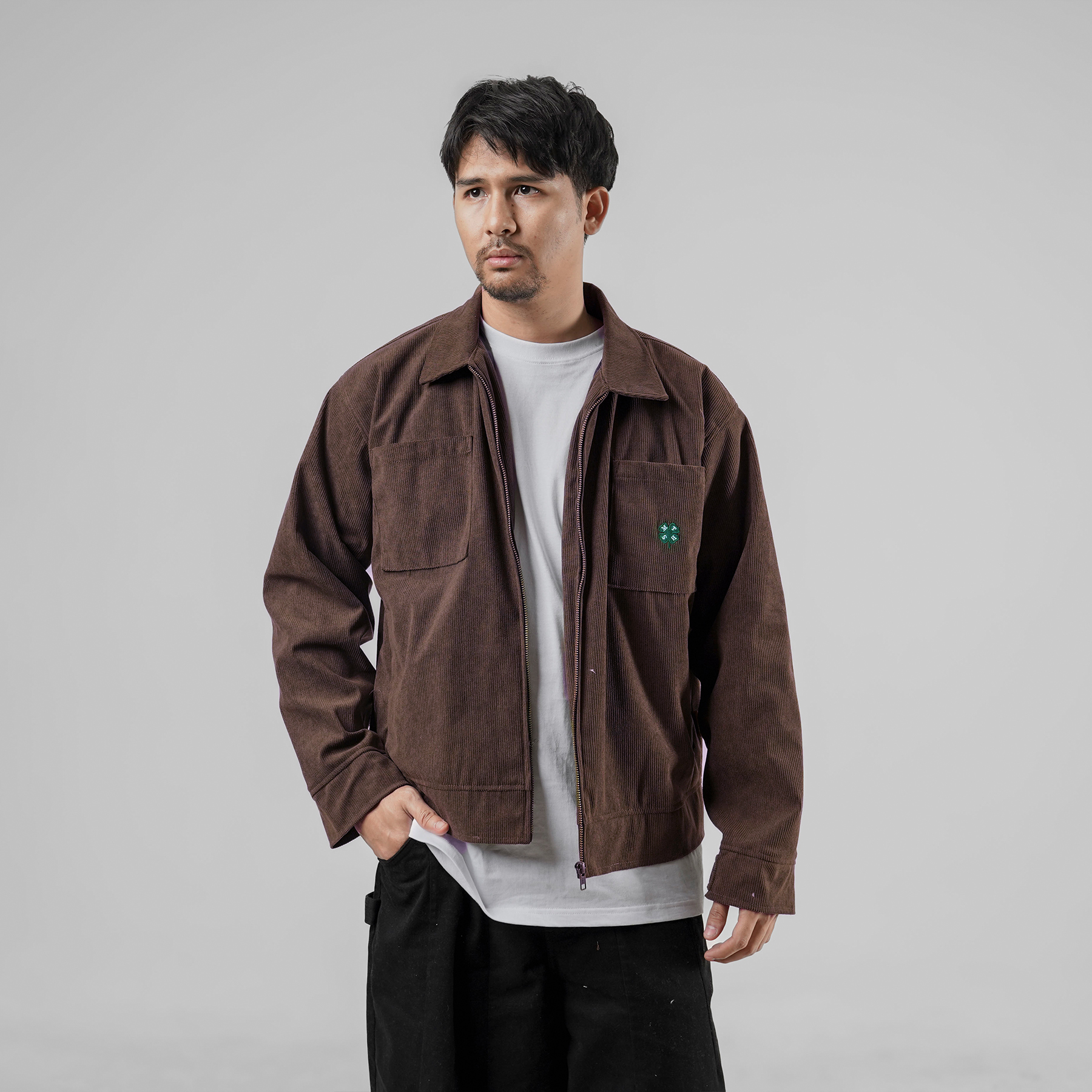 House of Smith Jaket Boxy Pria - Clover Boxy Cord Jacket Brown #4 - Work Jacket - Image 6