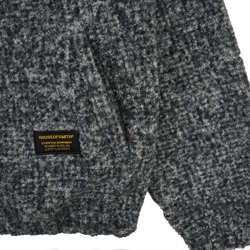 House of Smith Sweater Hoodie Oversize Halfzip Pria - Grin Sherpa Hoodie Oversized Grey - Image 4