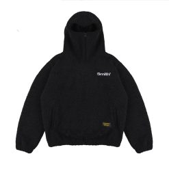 House of Smith Sweater Hoodie Oversize Halfzip Pria - Grin Sherpa Hoodie Oversized Black