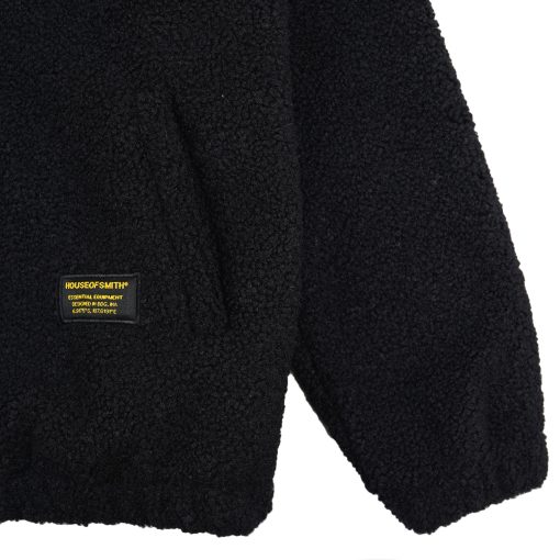 House of Smith Sweater Hoodie Oversize Halfzip Pria - Grin Sherpa Hoodie Oversized Black - Image 3